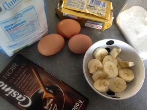 Ingrédients pour les gâteaux Choco Banane