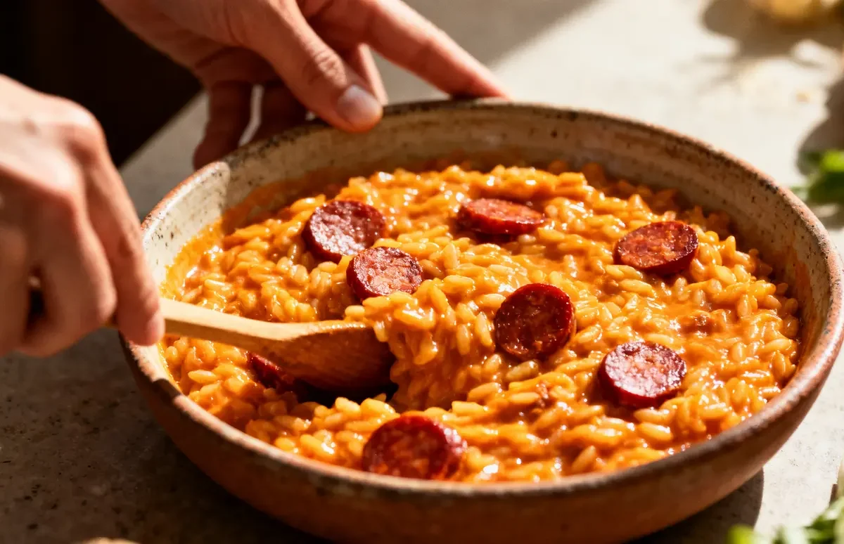 risotto chorizo thermomix : recette facile et crémeuse